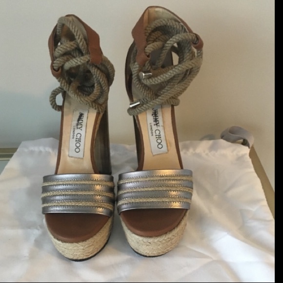 Jimmy Choo Brown Leather Platform Sandals - Picture 3 of 7